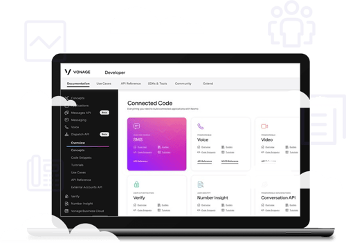 Vonage APIs Communications APIs dashboard
