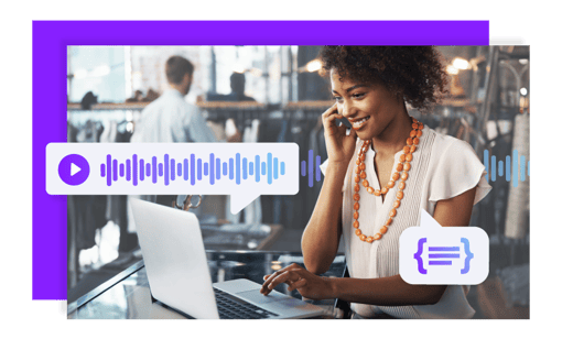 WEB RTC in-app voice WEB RTC in-app voice being used by a woman on both her mobile device and desktop