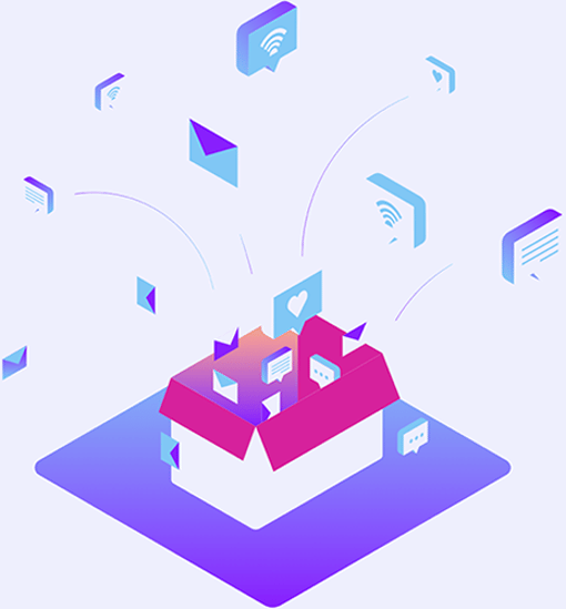 illustration of icons coming out of box