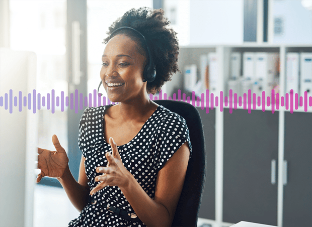Call Hold A sales agent talking to a customer on a headset