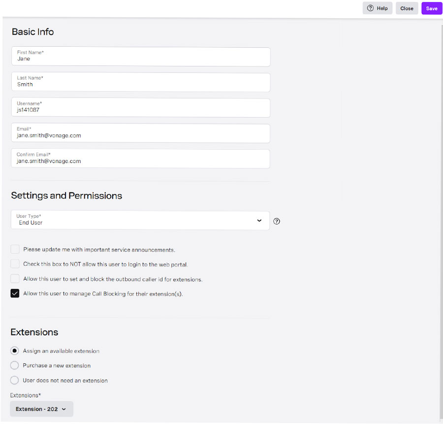 VBC Portal screenshot of adding users VBC Portal screenshot of adding users