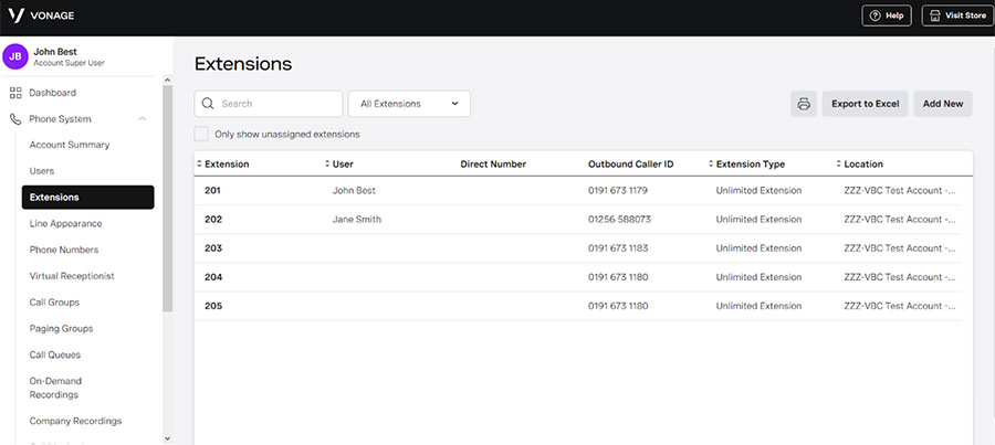 VBC Portal screenshot of adding extensions VBC Portal screenshot of adding extensions