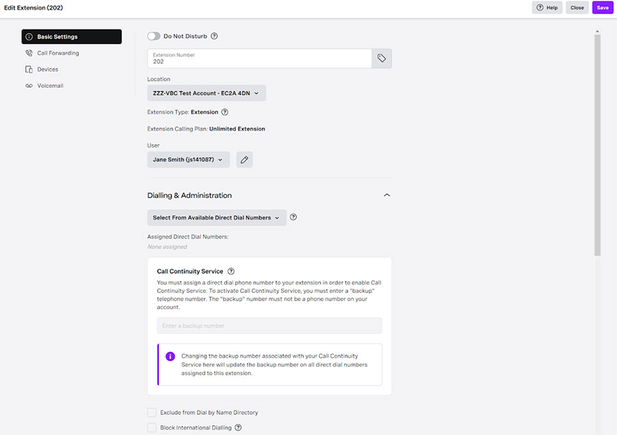 VBC Portal screenshot of extensions page VBC Portal screenshot of extensions page
